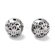 304 Stainless Steel Beads, Round, Antique Silver, 8mm, Hole: 1mm(STAS-M057-11AS)