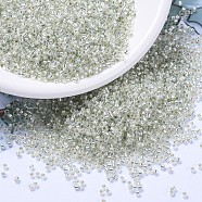 MIYUKI Delica Beads, Cylinder, Japanese Seed Beads, 11/0, (DB1431) Silver Lined Pale Moss Green, 1.3x1.6mm, Hole: 0.8mm, about 2000pcs/bottle, 10g/bottle(SEED-JP0008-DB1431)