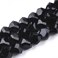 Solid Color Glass Beads Strands, Faceted, Triangular Pyramid, Black, 9x9x9mm, Hole: 1.5mm, about 50pcs/strand, 17.3 inch(GLAA-T006-04B-01)