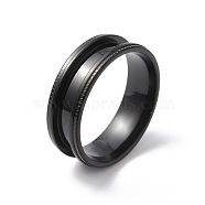 Titanium Steel Grooved Finger Ring for Men Women, Electrophoresis Black, US Size 12 3/4(22mm)(RJEW-WH0004-30G-EB)