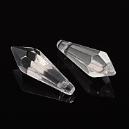 Faceted Glass Pendants, Crystal Suncatcher, Clear, Size: about 12~14mm wide, 36~38mm long, hole:1mm.(X-GD14x37mmC01)