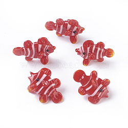 Home Decorations, Handmade Lampwork Display Decorations, Tropical Fish, Red, 27~31x13~15x24~27mm(LAMP-L075-012)