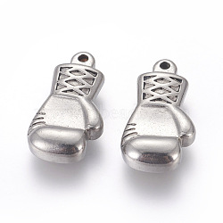 304 Stainless Steel Pendants, Boxing Gloves, Stainless Steel Color, 27x14.5x6mm, Hole: 2mm(STAS-G189-20P)