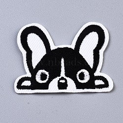 Dog Appliques, Computerized Embroidery Cloth Iron on/Sew on Patches, Costume Accessories, Black, 36x46x1mm(DIY-S041-073)