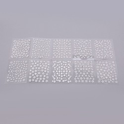 3D Nail Art Stickers Decals, DIY Nail Art Decoration, Flower Pattern, White, 62.5x53x1mm, 10sheets/set(MRMJ-WH0062-51A)