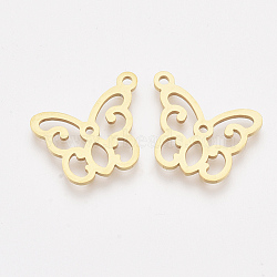 201 Stainless Steel Pendants, Butterfly, Golden, 15x18x1mm, Hole: 1.4mm(STAS-T045-42G)