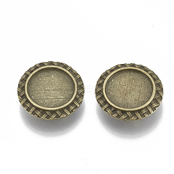 Tibetan Style Alloy Slide Charms Cabochon Settings, Cadmium Free & Nickel Free & Lead Free, Flat Round, Antique Bronze, Tray: 18mm, 26.5x7mm, Hole: 3x10mm, about 200pcs/1000g(TIBE-Q086-016AB-FF)
