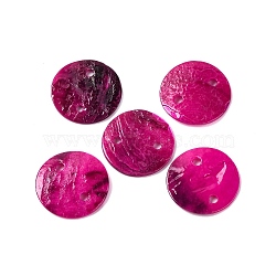 Spray Painted Natural Akoya Shell Connector Charms, Disc, Fuchsia, 13x1.2mm, Hole: 1mm(BSHE-S304-17B)