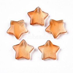Transparent Spray Painted Glass Beads, Five-pointed Star, Chocolate, 19x20x5.5mm, Hole: 1.2mm(GLAA-S054-36-B06)