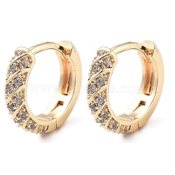 Brass Micro Pave Clear Cubic Zirconia Hoop Earrings for Women, Chain Charm, Golden, 11.5x3(EJEW-U029-01G-05)