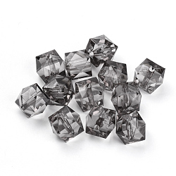 Transparent Acrylic Beads, Faceted, Cube, Light Grey, 10x10x8mm, Hole: 1.5mm(X-TACR-Q259-10mm-V70)