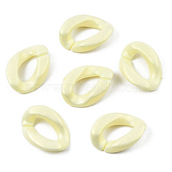 Spray Painted Acrylic Linking Rings, Rubberized Style, Quick Link Connectors, for Curb Chains Making, Twist, Light Goldenrod Yellow, 18x13.5x4mm, Inner Diameter: 10x5mm, about 1420pcs/500g(MACR-S280-06B-05)