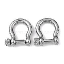 304 Stainless Steel D-Ring Anchor Shackle Clasps, Stainless Steel Color, 25x20mm, Inner Diameter: 16x12mm(STAS-P198-10)