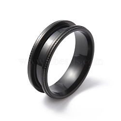 Stainless Steel Grooved Finger Ring for Men Women, Electrophoresis Black, US Size 12 3/4(22mm)(RJEW-WH0004-30G-EB)