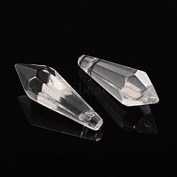 Faceted Glass Pendants, Crystal Suncatcher, Clear, Size: about 14mm wide, 38mm long, hole:1mm(X-GD14x37mmC01)