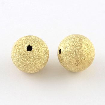 Brass Textured Beads, Cadmium Free & Lead Free, Round, Golden, 8mm, Hole: 1.5mm