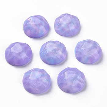 Transparent Resin Cabochons, Water Ripple Cabochons, with Glitter Powder, Half Round, Lilac, 16x7mm