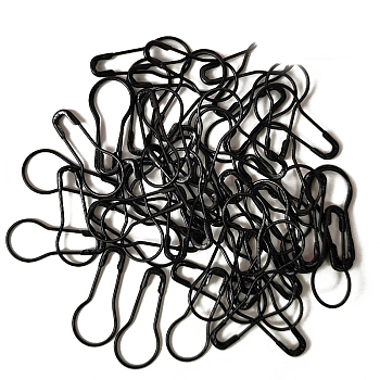 Iron Calabash Safety Pins, Knitting Stitch Marker, Black, 22x10mm, 100pcs/bag