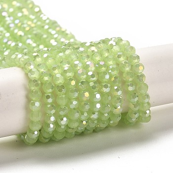Imitation Jade Glass Beads Stands, AB Colors, Faceted, Round, Lawn Green, 3.5x3mm, Hole: 1mm, about 168~169pcs/strand, 19.09~48.7(48.5~48.7cm)