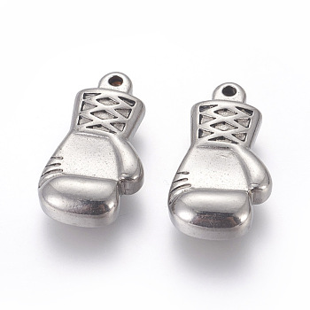 304 Stainless Steel Pendants, Boxing Gloves, Stainless Steel Color, 27x14.5x6mm, Hole: 2mm