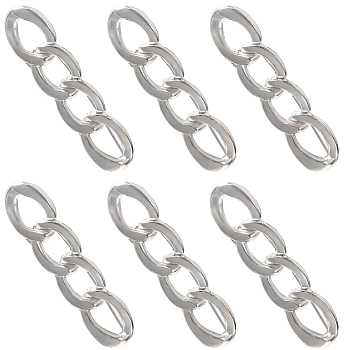 6Pcs Chain Shape Alloy Adjustable Jean Pins, Waist Tightener, Sewing Fasteners for Garment Accessories, Platinum, 14.5x60x3.8mm