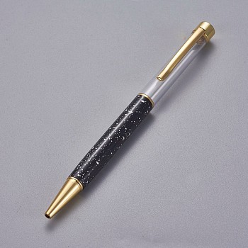 Creative Empty Tube Ballpoint Pens, with Black Ink Pen Refill Inside, for DIY Glitter Epoxy Resin Crystal Ballpoint Pen Herbarium Pen Making, Golden, Black, 140x10mm