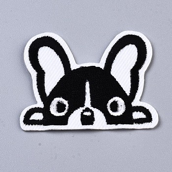 Dog Appliques, Computerized Embroidery Cloth Iron on/Sew on Patches, Costume Accessories, Black, 36x46x1mm