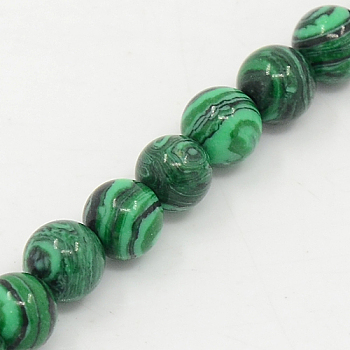 Synthetic Malachite Beads Strands, Dyed, Round, Dyed, 6mm, Hole: 1mm, about 64pcs/strand, 15.1 inch