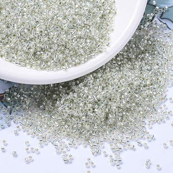 MIYUKI Delica Beads, Cylinder, Japanese Seed Beads, 11/0, (DB1431) Silver Lined Pale Moss Green, 1.3x1.6mm, Hole: 0.8mm, about 2000pcs/bottle, 10g/bottle