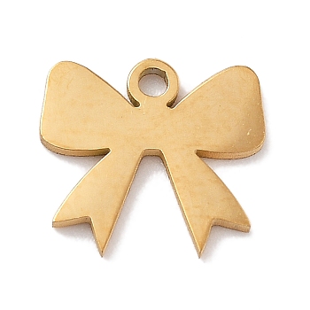 304 Stainless Steel Charms, Laser Cut, Real 18K Gold Plated, Bowknot, 9x9.5x1mm, Hole: 1.2mm