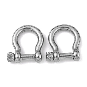 304 Stainless Steel D-Ring Anchor Shackle Clasps, Stainless Steel Color, 25x20mm, Inner Diameter: 16x12mm