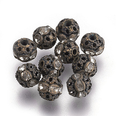 6mm Round Brass + Rhinestone Beads