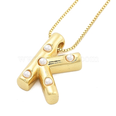 Colliers à chaîne en forme de boîte avec pendentif en forme de lettre en laiton et en plastique pour femmes(NJEW-U017-01G-11)-2