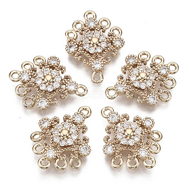 Light Gold Clear Flower Brass+Cubic Zirconia Links