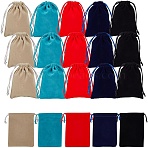 20Pcs 5 Colors Rectangle Velvet Packing Pouches, Drawstring Bags, for Gift Wrapping, Mixed Color, 10x8cm, 4pcs/color(TP-NB0001-55)