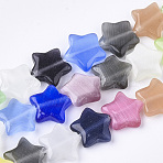Cat Eye Beads Strands, Star, Mixed Color, 11~12x12~12.5x3.5mm, Hole: 0.8mm, about 32pcs/strand, 13.1 inch(X-GLAA-S184-03)