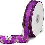 Solid Color Organza Ribbons, Golden Wired Edge Ribbon, for Party Decoration, Gift Packing, Medium Orchid, 1"(25mm), about 50yard/roll(45.72m/roll)(ORIB-E005-A10)