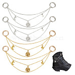 4Pcs 2 Colors Alloy Boot Strap Chains, with Alloy Spring Gate Rings, Mixed Shapes, Platinum & Golden, 235mm, 2pcs/color(HJEW-DR00130)