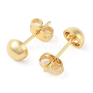 Rack Plating Brass Stud Earrings for Women, Cadmium Free & Lead Free, Long-Lasting Plated, Half Round, Real 18K Gold Plated, 6mm(EJEW-G394-18B-G)