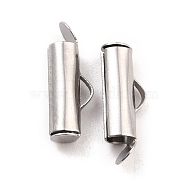 304 Stainless Steel Slide On End Clasp Tubes, Slider End Caps, Stainless Steel Color, 16x6x4mm, Hole: 3x1mm, Inner Diameter: 3mm(STAS-C044-07C-P)