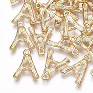 Brass Pendants, Letter, Real 18K Gold Plated, Letter.A, 15.5x12.5x2mm, Hole: 1.5mm(KK-S348-331A)