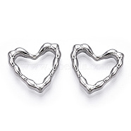 304 Stainless Steel Linking Ring, Bumpy, Heart, Stainless Steel Color, 18.5x19.5x4mm, Inner Diameter: 10x14.5mm(STAS-T063-202P)