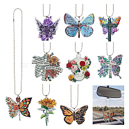 9 Sets 9 Styles Colorful Butterfly Faith Jesus Cross Acrylic Pendant Decoration, for Car Rear View Mirror Hanging Ornament, Mixed Color, 286~320mm, Pendants: 58.5~80x67~60x3.5~4mm, 1 set/style(AJEW-GA0006-44)