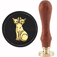 Brass Wax Seal Stamp with Handle, for DIY Scrapbooking, Cat Pattern, 89x30mm(AJEW-WH0184-1074)