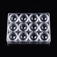 Rectangle Polystyrene Plastic Bead Storage Containers, with 12Pcs Column Small Boxes, Clear, Container: 16.5x12.5x2.5cm, Column Small Box: 4x2.2cm, Inner Size: 3.4x3.4cm(CON-N011-046A)