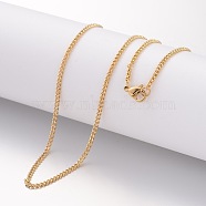 Ion Plating(IP) 304 Stainless Steel Necklace, Curb Chains, Faceted, with Lobster Clasps, Golden, 23.6 inch(600mm), 2mm(STAS-J023-04G)