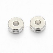 Brass Spacer Beads, Flat Round, Silver Color Plated, 6x2.5mm, Hole: 2mm(X-KK-E640-01-6mm-S)