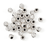 50Pcs 925 Sterling Silver Beads, Textured Round, Silver, 3mm, Hole: 1.2mm(STER-TA0001-08)