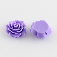 Flat Back Hair & Costume Accessories Ornaments Scrapbook Embellishments Resin Flower Rose Cabochons, Medium Purple, 19x8mm(CRES-Q105-11)