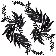 4Pcs 2 Style Leaf Computerized Embroidery Cloth Iron on/Sew on Patches, Costume Accessories, Appliques, Black, 170x80x0.8mm, 2pcs/style(DIY-GF0005-33B)